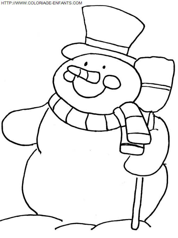 coloriage Fetes Noel Bonhomme Neige