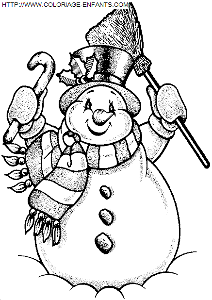 coloriage Fetes Noel Bonhomme Neige