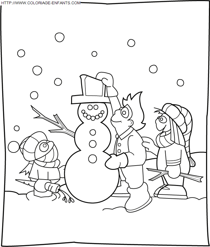 coloriage Fetes Noel Bonhomme Neige