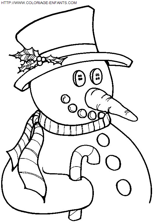 coloriage Fetes Noel Bonhomme Neige