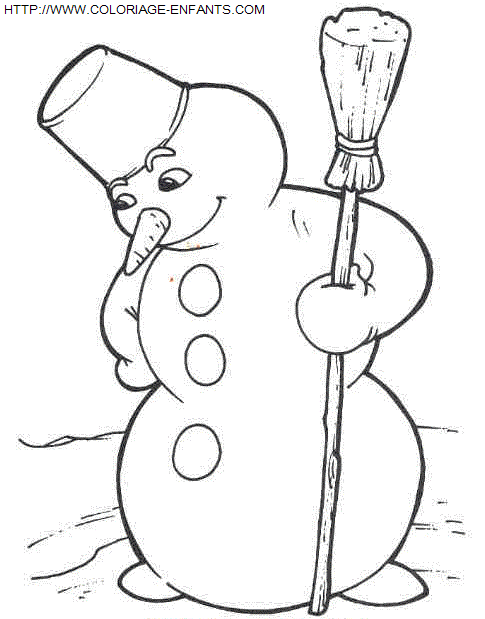 coloriage Fetes Noel Bonhomme Neige