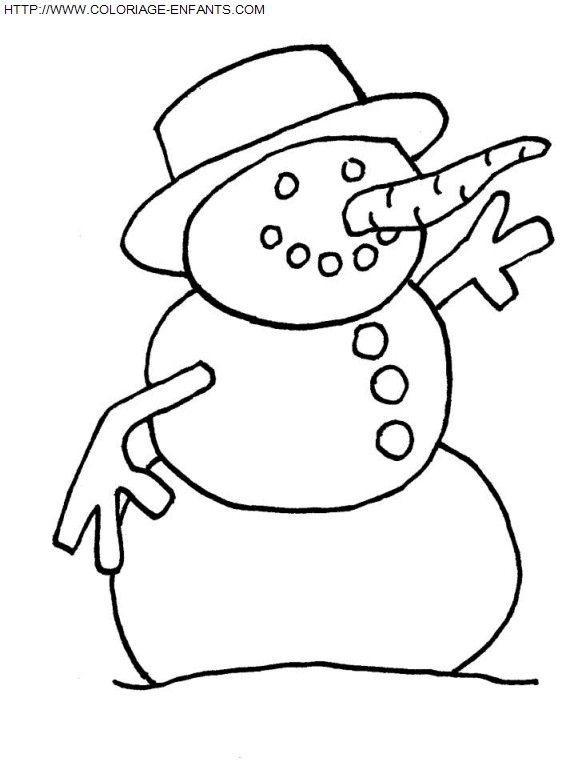 coloriage Fetes Noel Bonhomme Neige