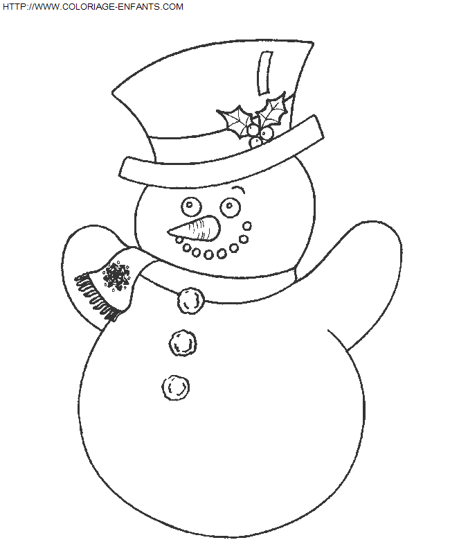 coloriage Fetes Noel Bonhomme Neige