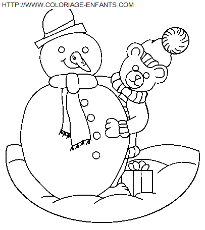 coloriage Fetes Noel Bonhomme Neige