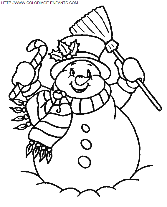 coloriage Fetes Noel Bonhomme Neige