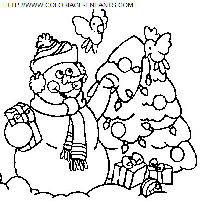 coloriage Fetes Noel Bonhomme Neige