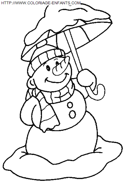 coloriage Fetes Noel Bonhomme Neige