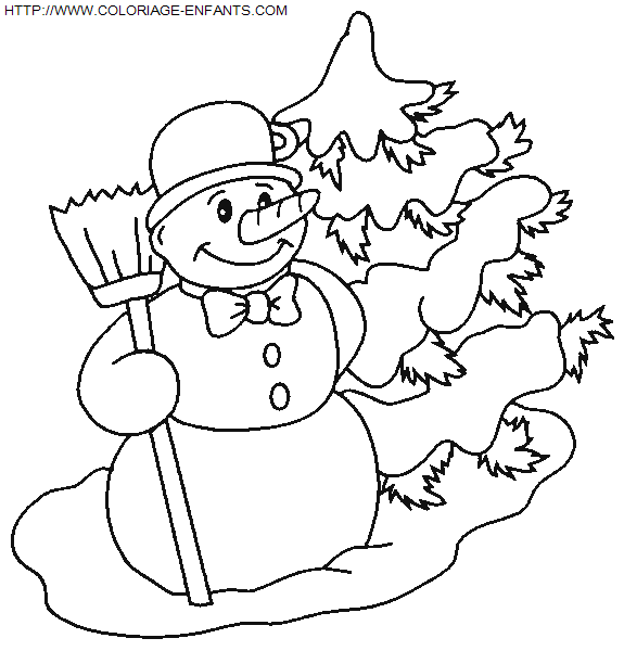 coloriage Fetes Noel Bonhomme Neige