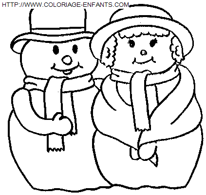 coloriage Fetes Noel Bonhomme Neige