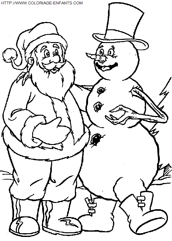 coloriage Fetes Noel Bonhomme Neige