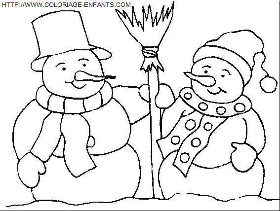 coloriage Fetes Noel Bonhomme Neige