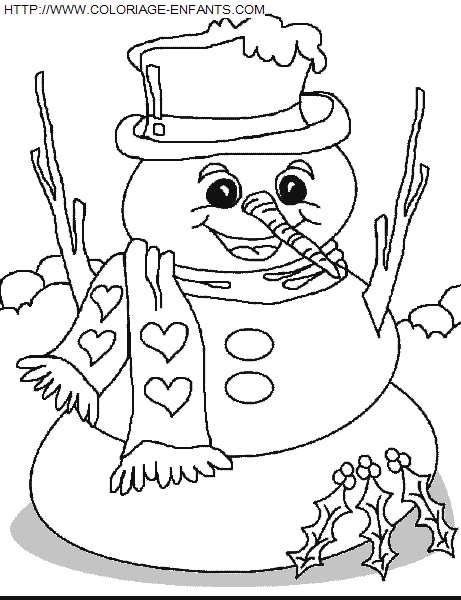 coloriage Fetes Noel Bonhomme Neige