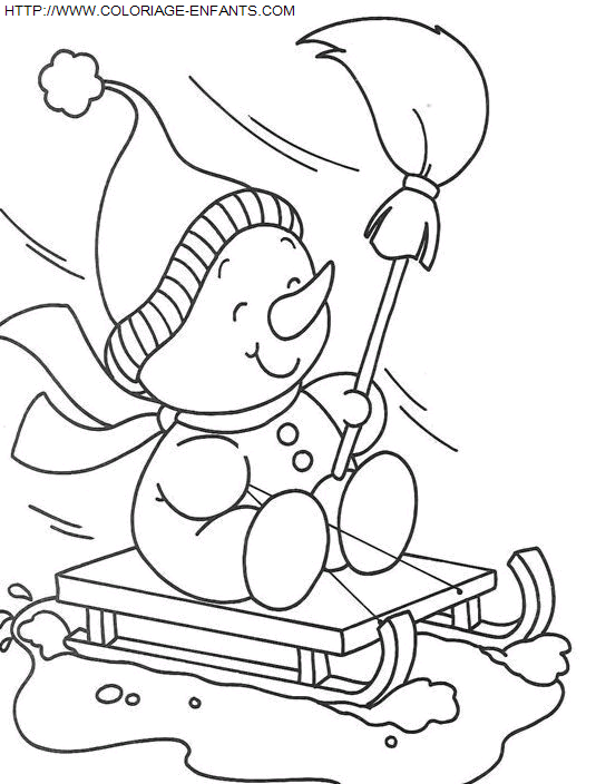 coloriage Fetes Noel Bonhomme Neige