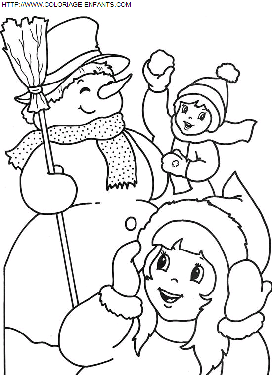 coloriage Fetes Noel Bonhomme Neige