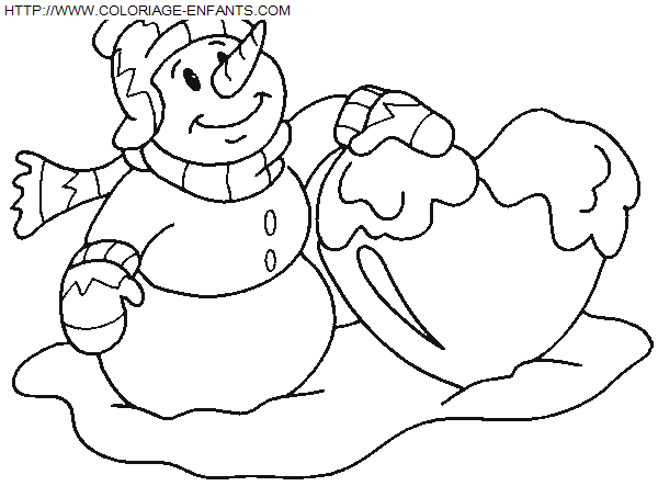 coloriage Fetes Noel Bonhomme Neige