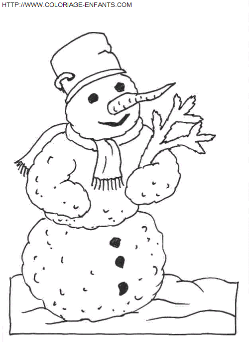 coloriage Fetes Noel Bonhomme Neige