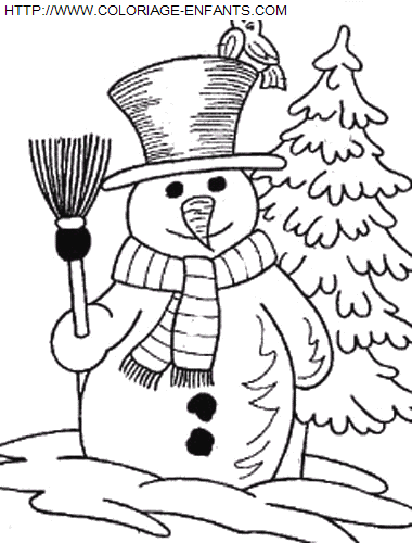 coloriage Fetes Noel Bonhomme Neige