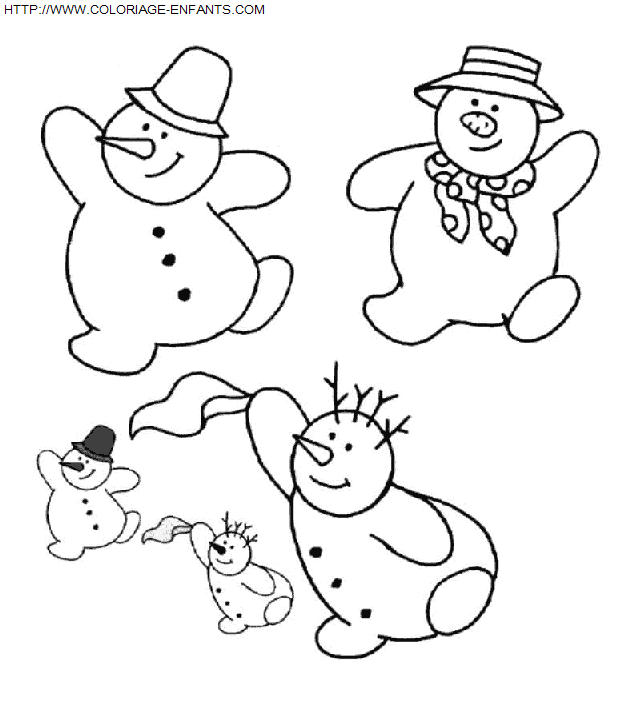 coloriage Fetes Noel Bonhomme Neige