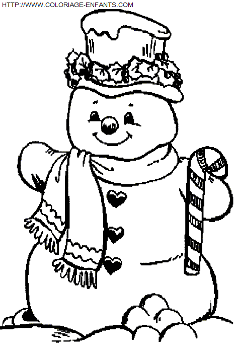 coloriage Fetes Noel Bonhomme Neige