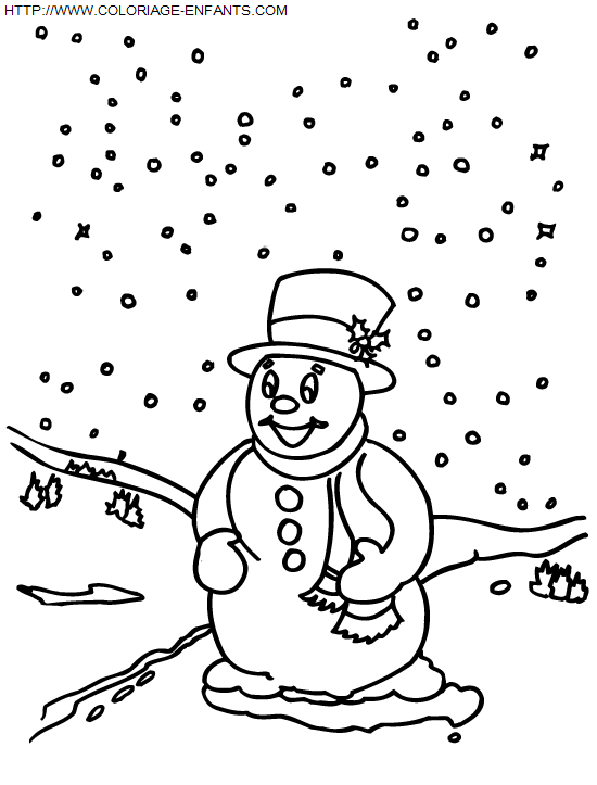 coloriage Fetes Noel Bonhomme Neige