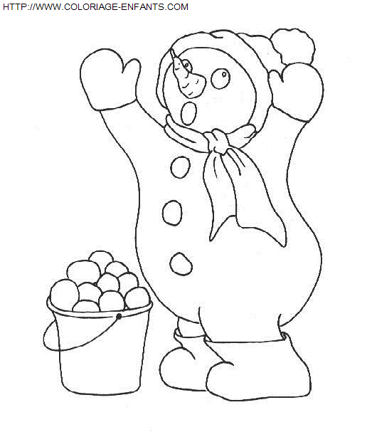 coloriage Fetes Noel Bonhomme Neige