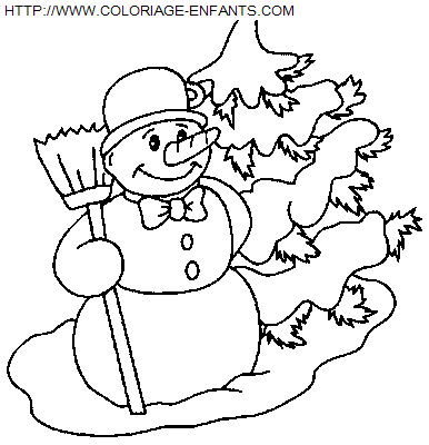 coloriage Fetes Noel Bonhomme Neige