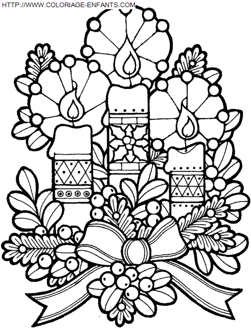 coloriage Fetes Noel Bougies