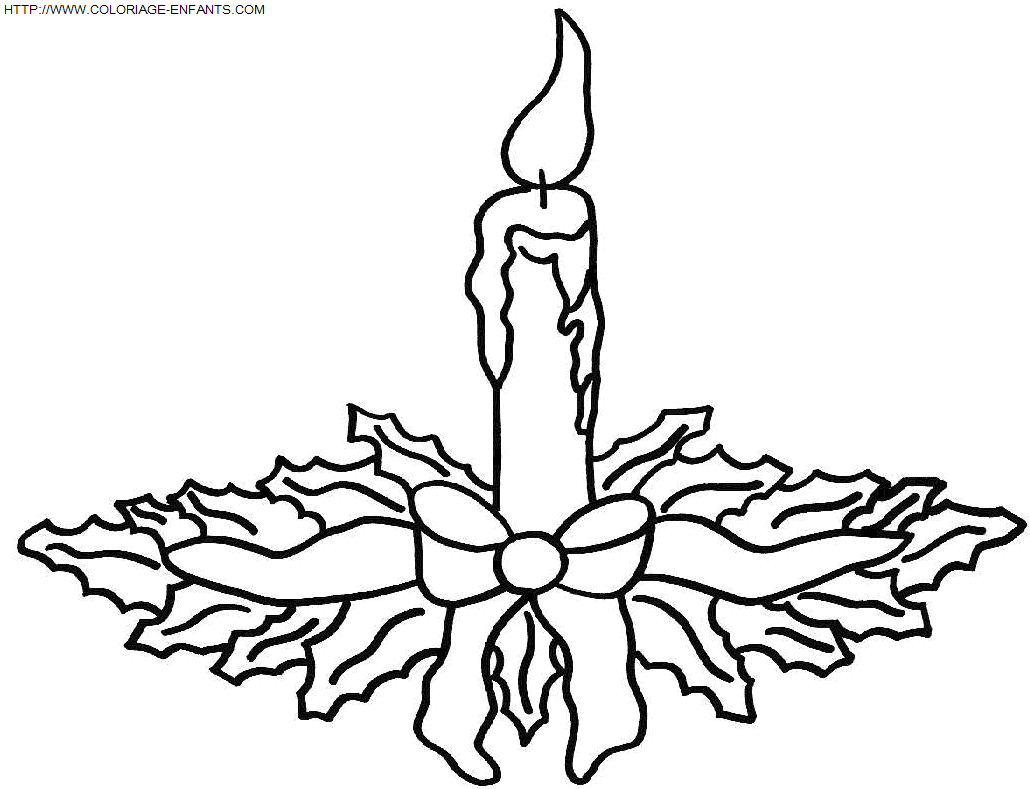 Coloriage Fetes Noel Bougies, déjà 1459 fois imprimés