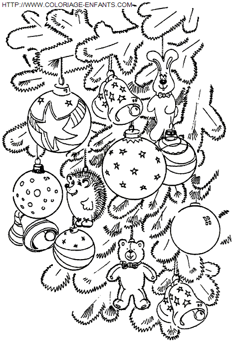 coloriage Fetes Noel Boules