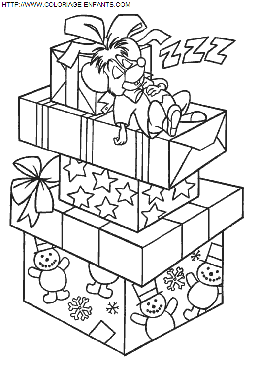 coloriage Fetes Noel Cadeaux