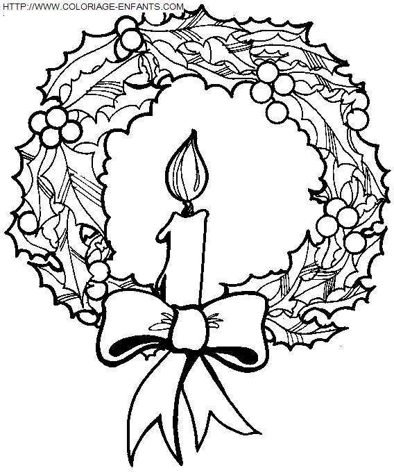 Coloriage Fetes Noel Couronnes, déjà 1538 fois imprimés