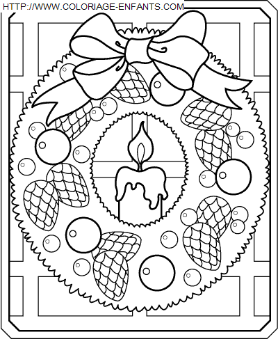 coloriage Fetes Noel Couronnes