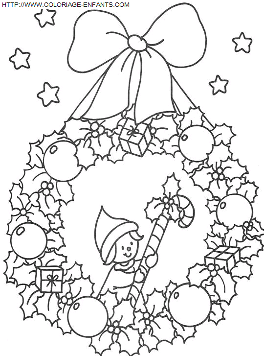 coloriage Fetes Noel Couronnes