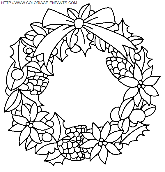 coloriage Fetes Noel Couronnes