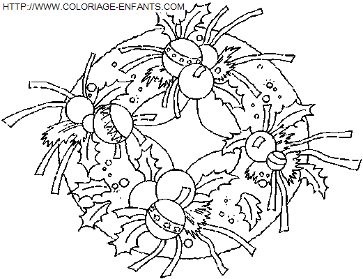 coloriage Fetes Noel Couronnes