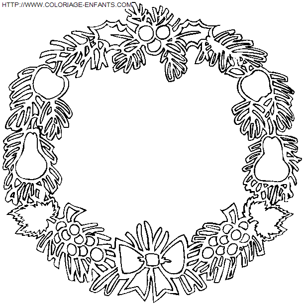 coloriage Fetes Noel Couronnes