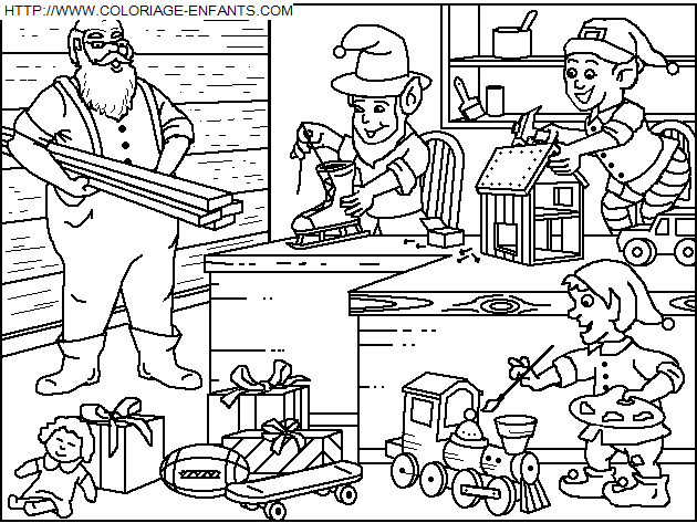 Coloriage Fetes Noel Maison Pere Noel