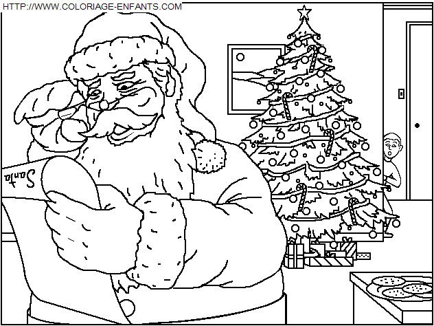 coloriage Fetes Noel Maison Pere Noel