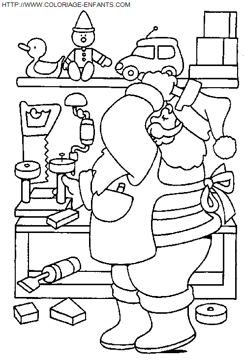 coloriage Fetes Noel Maison Pere Noel