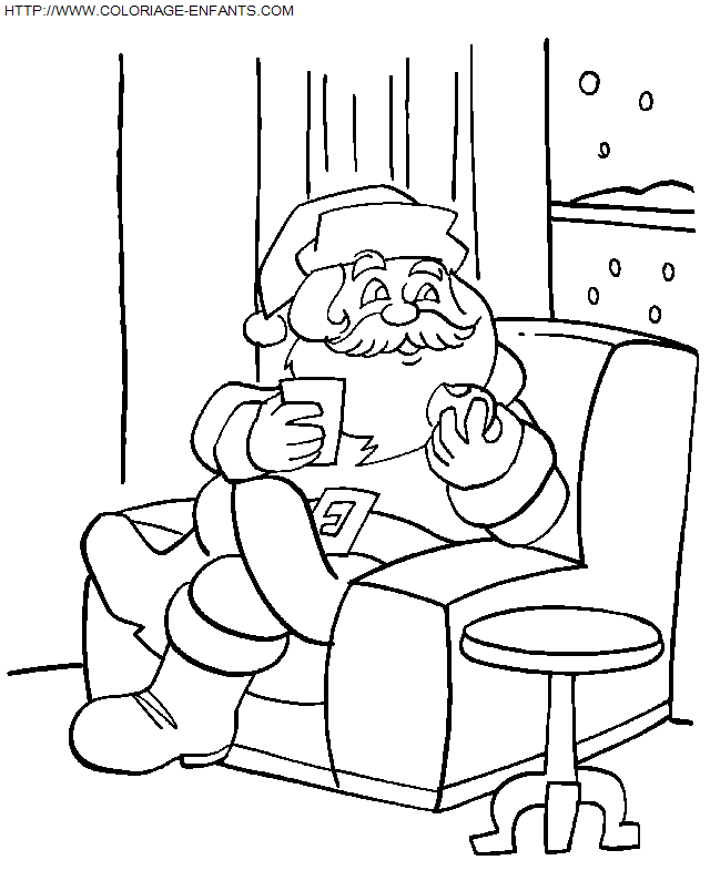 coloriage Fetes Noel Maison Pere Noel