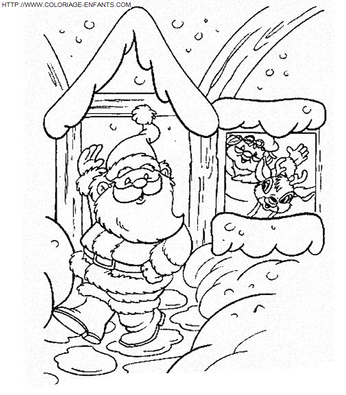 coloriage Fetes Noel Maison Pere Noel