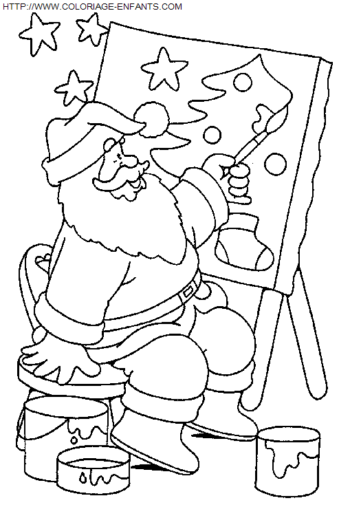 coloriage Fetes Noel Maison Pere Noel