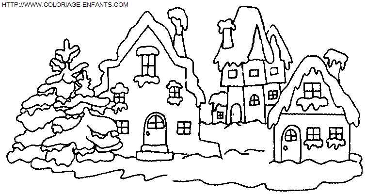 coloriage Fetes Noel Paysages