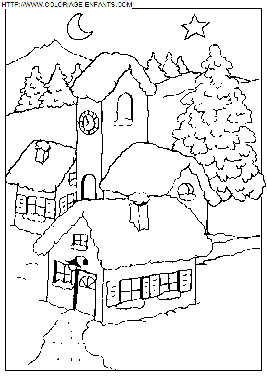 coloriage Fetes Noel Paysages