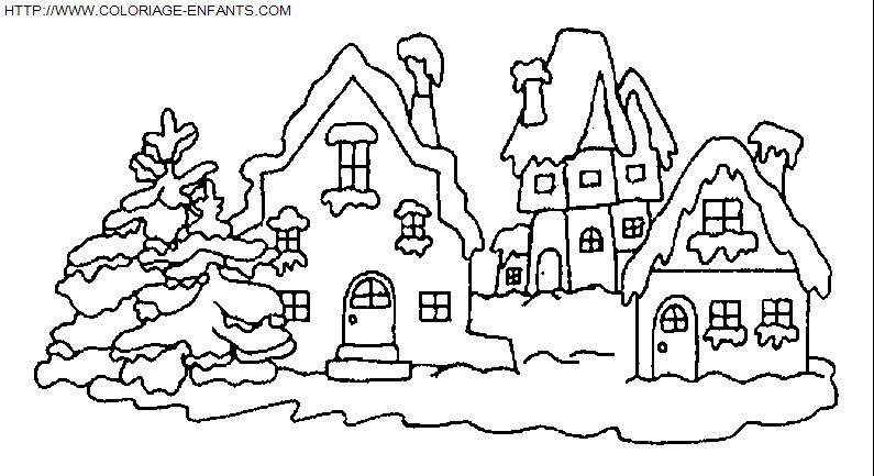 coloriage Fetes Noel Paysages