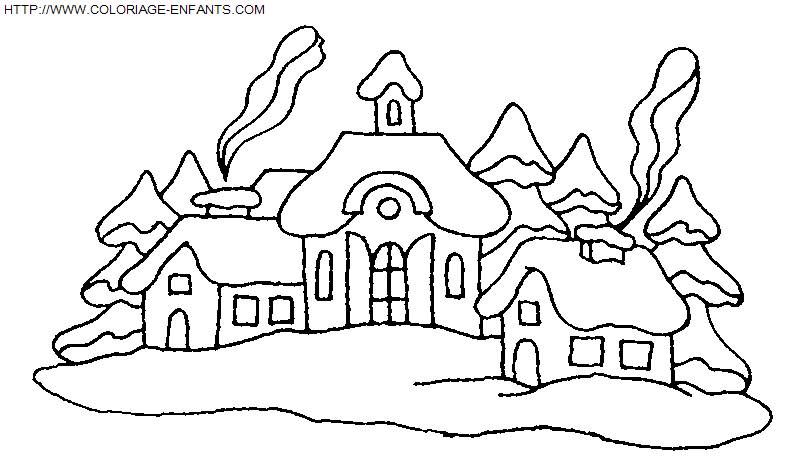 coloriage Fetes Noel Paysages