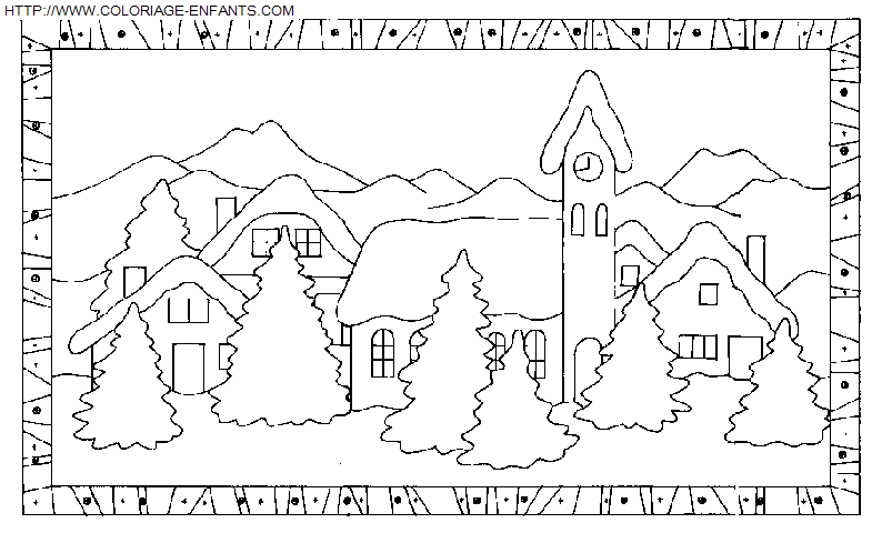 coloriage Fetes Noel Paysages