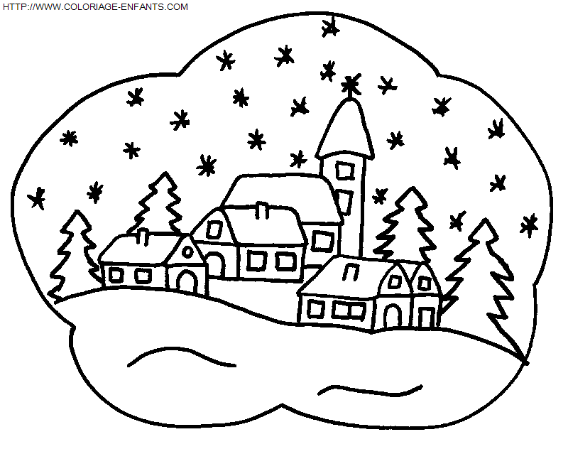 coloriage Fetes Noel Paysages