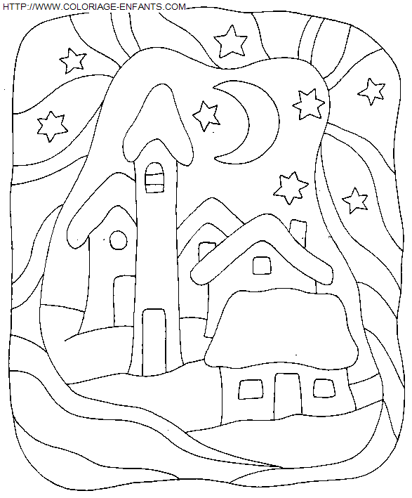 coloriage Fetes Noel Paysages