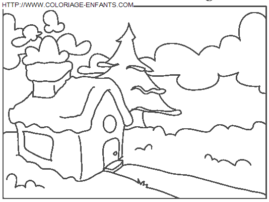 coloriage Fetes Noel Paysages